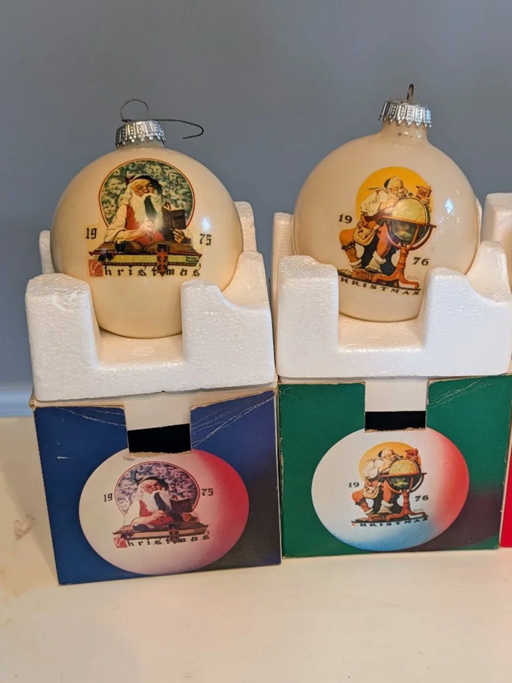 Lot of 5 VTG 70s Norman Rockwell Christmas Ornaments Limited Edition Boxed Retro